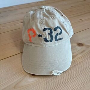 New Vtg Polo Ralph Lauren Men P-32 Stencil Baseball Cap Tan Vintage 90 NWT